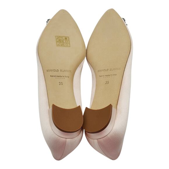 Manolo Blahnik Hangisiflat Jewel Buckle Flat Pumps - Satin - Light Pink 35 $1095 - Picture 5 of 7